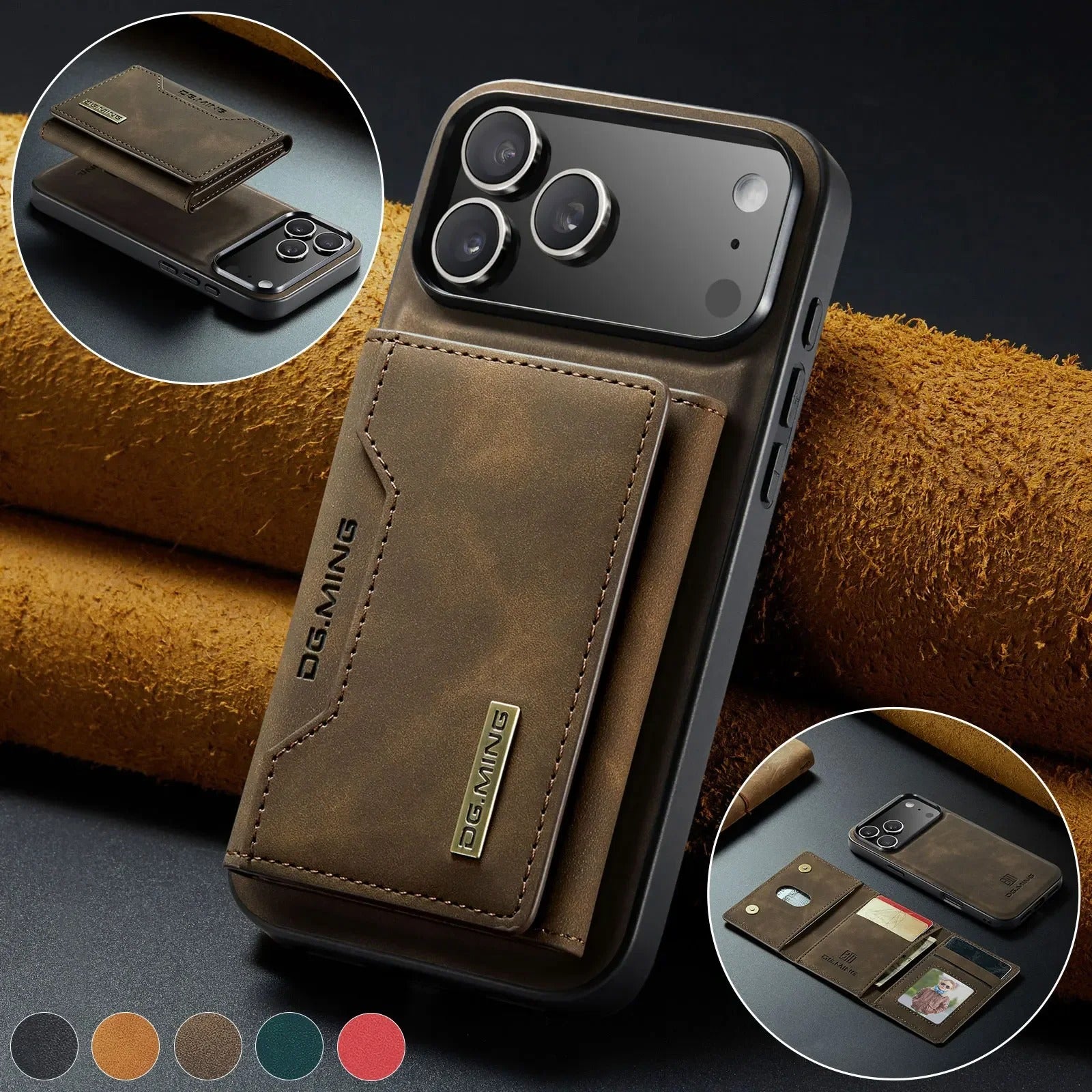 Luxury iPhone Case — 2-in-1 Detachable Magnetic Leather Wallet Cover with Card Holder Pocket, Shockproof Protection and Slim Business Design