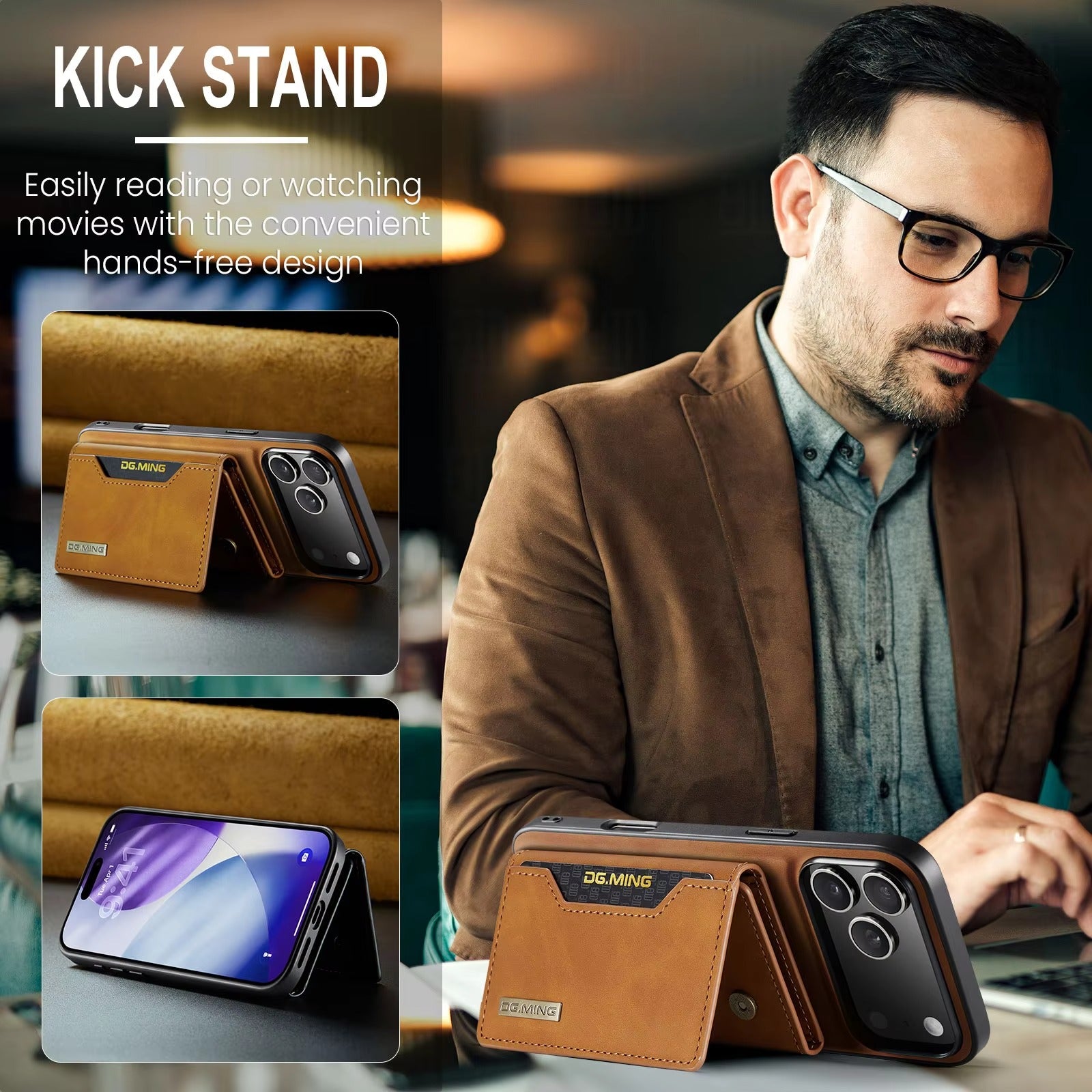 Luxury iPhone Case — 2-in-1 Detachable Magnetic Leather Wallet Cover with Card Holder Pocket, Shockproof Protection and Slim Business Design