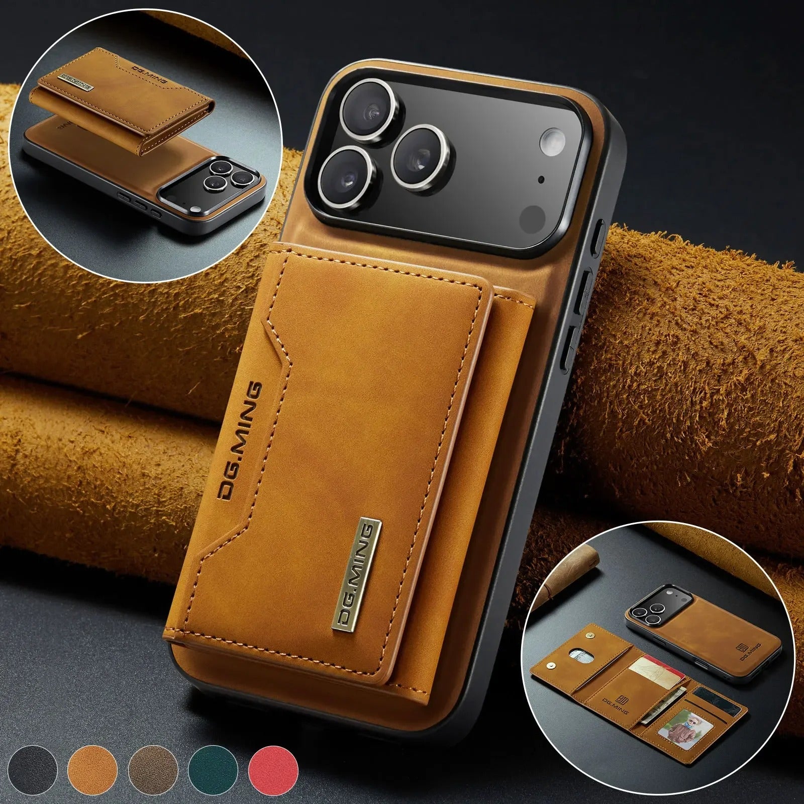 Luxury iPhone Case — 2-in-1 Detachable Magnetic Leather Wallet Cover with Card Holder Pocket, Shockproof Protection and Slim Business Design