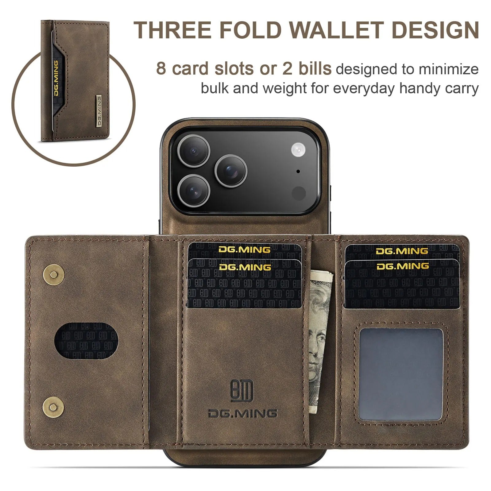 Luxury iPhone Case — 2-in-1 Detachable Magnetic Leather Wallet Cover with Card Holder Pocket, Shockproof Protection and Slim Business Design