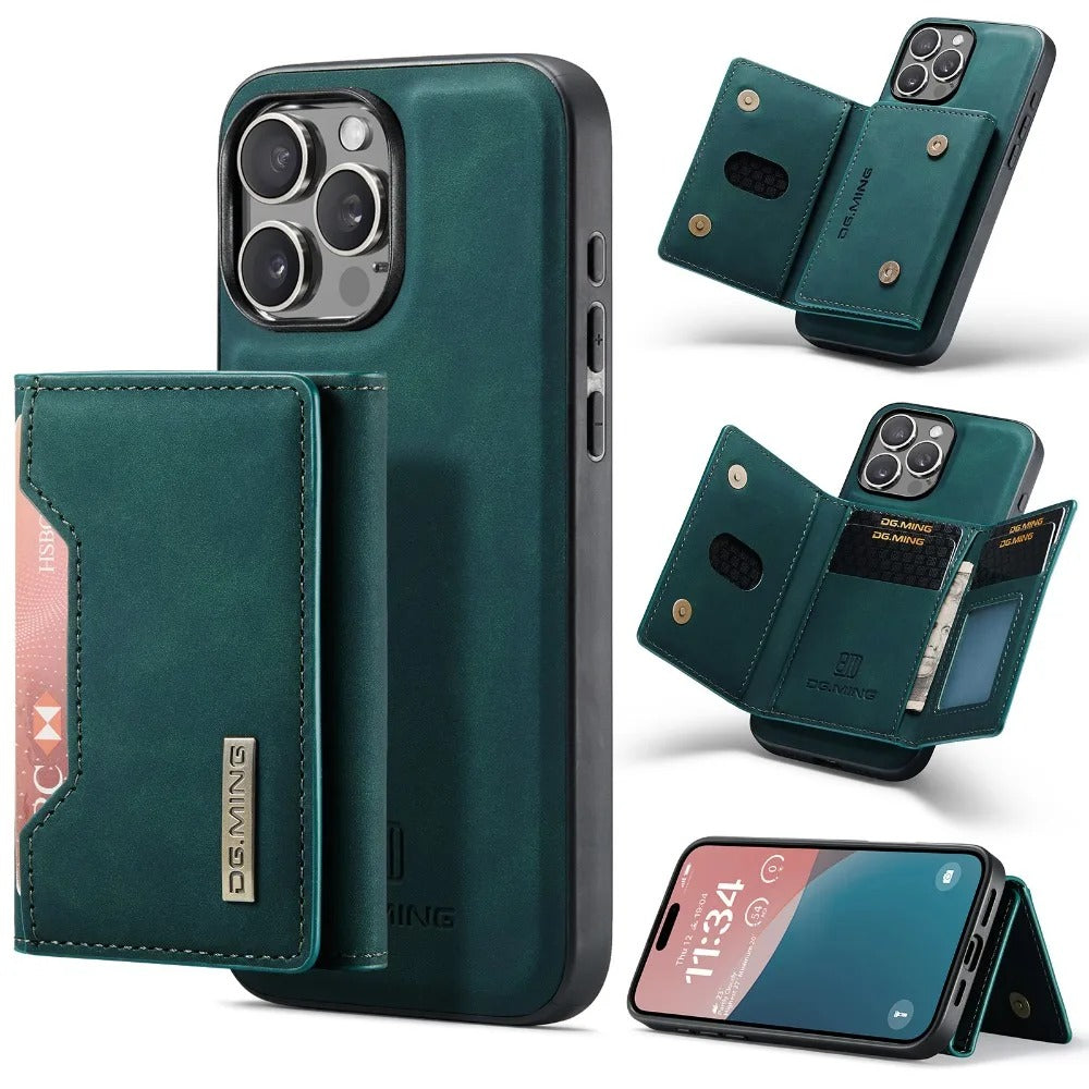 Luxury iPhone Case — 2-in-1 Detachable Magnetic PU Leather Wallet Cover with Card Holder, Slim Shockproof Anti-Fingerprint Non-Slip Protection