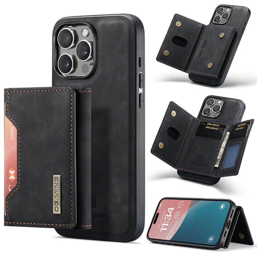 Luxury iPhone Case — 2-in-1 Detachable Magnetic PU Leather Wallet Cover with Card Holder, Slim Shockproof Anti-Fingerprint Non-Slip Protection
