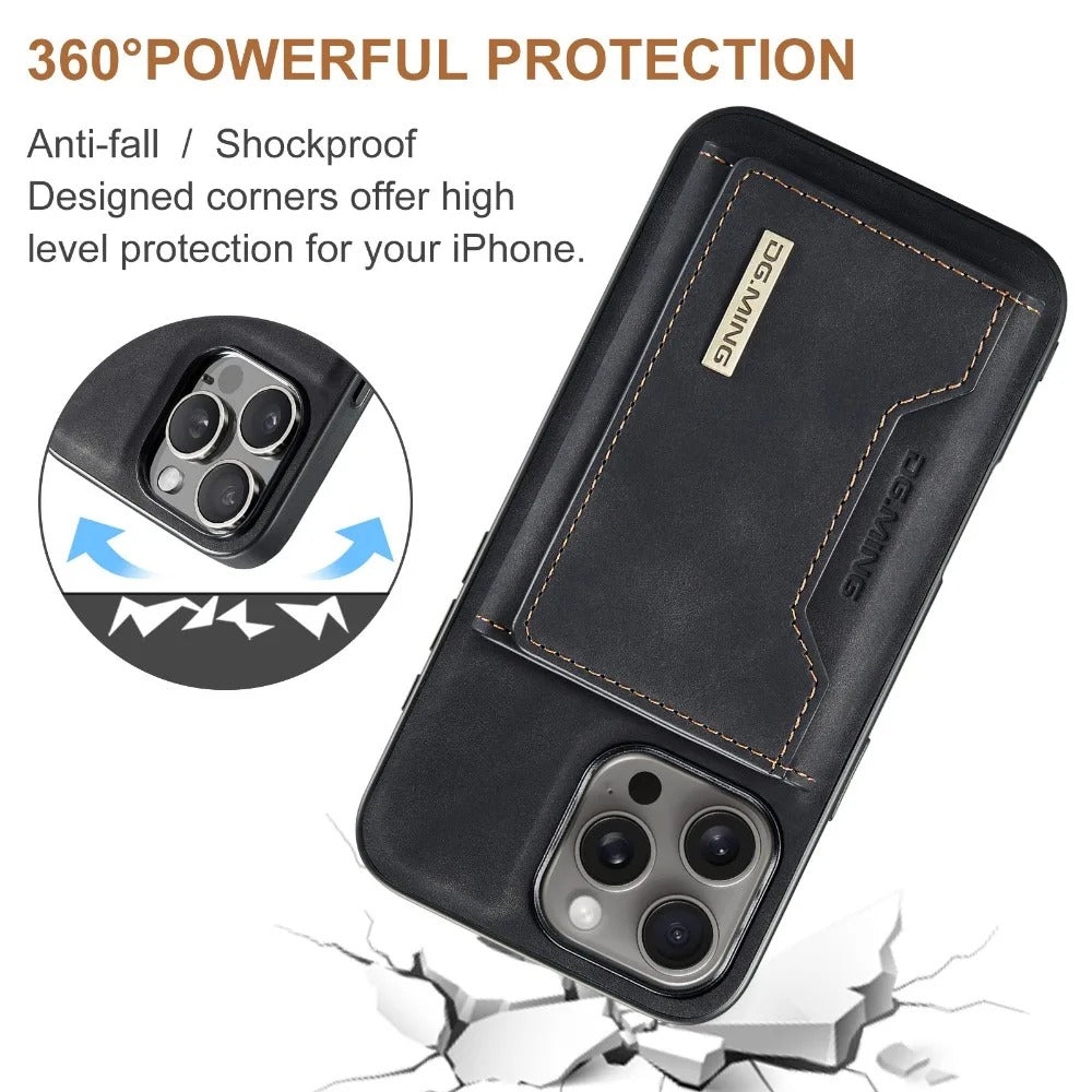 Luxury iPhone Case — 2-in-1 Detachable Magnetic PU Leather Wallet Cover with Card Holder, Slim Shockproof Anti-Fingerprint Non-Slip Protection