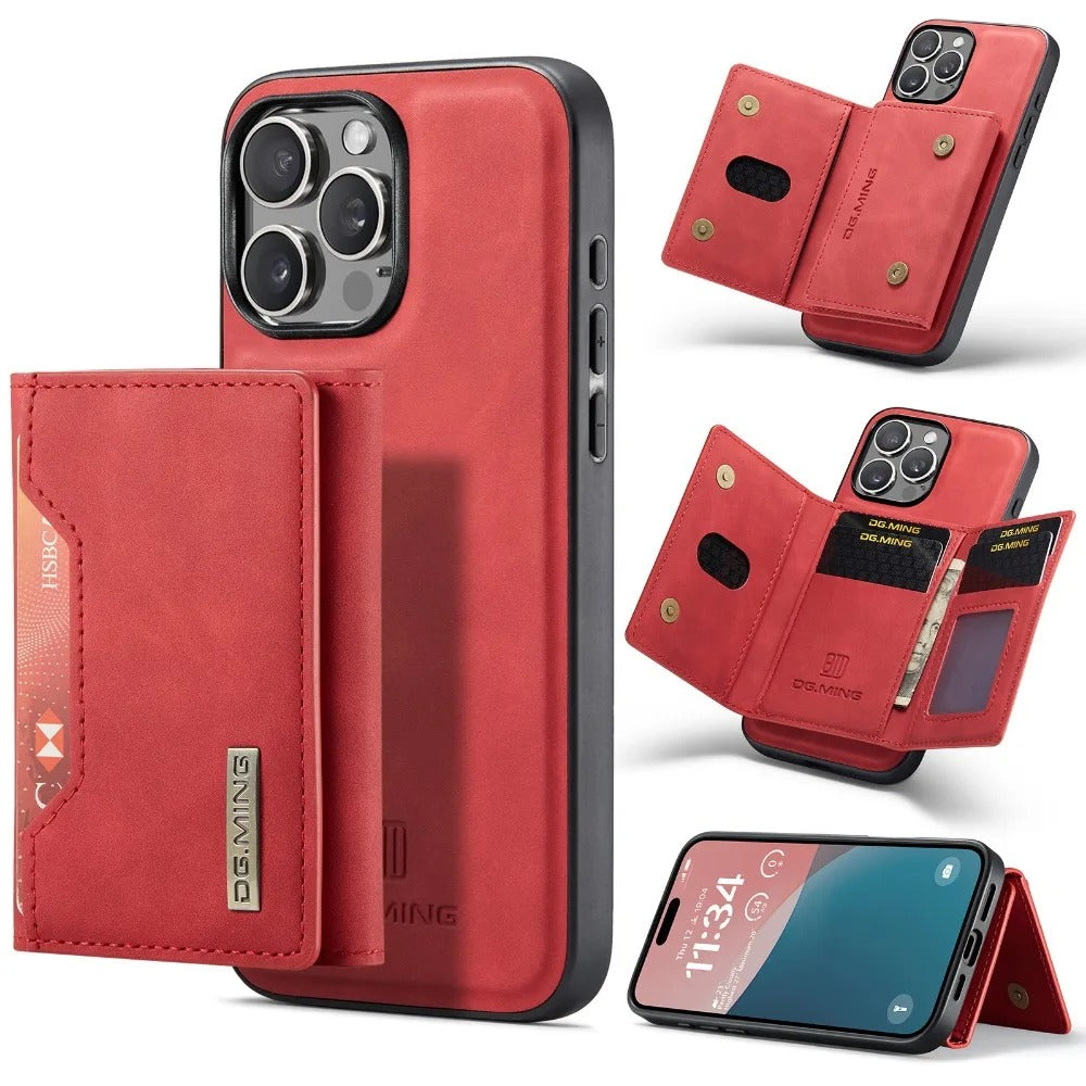 Luxury iPhone Case — 2-in-1 Detachable Magnetic PU Leather Wallet Cover with Card Holder, Slim Shockproof Anti-Fingerprint Non-Slip Protection