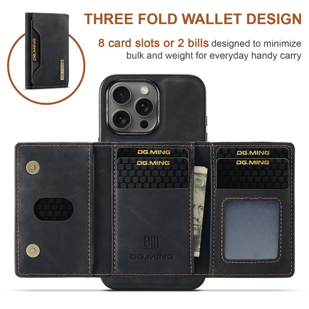 Luxury iPhone Case — 2-in-1 Detachable Magnetic PU Leather Wallet Cover with Card Holder, Slim Shockproof Anti-Fingerprint Non-Slip Protection