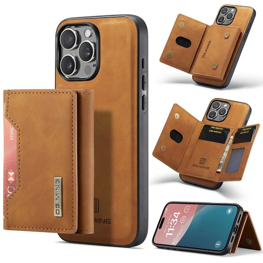 Luxury iPhone Case — 2-in-1 Detachable Magnetic PU Leather Wallet Cover with Card Holder, Slim Shockproof Anti-Fingerprint Non-Slip Protection