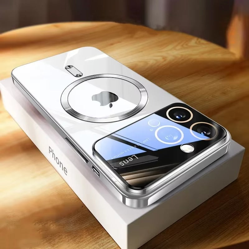 Luxury iPhone Case MagSafe Compatible Clear Back Cover — Soft TPU Plating, Magnetic Wireless Charging, Slim Shockproof Design, Scratch-Resistant Protection