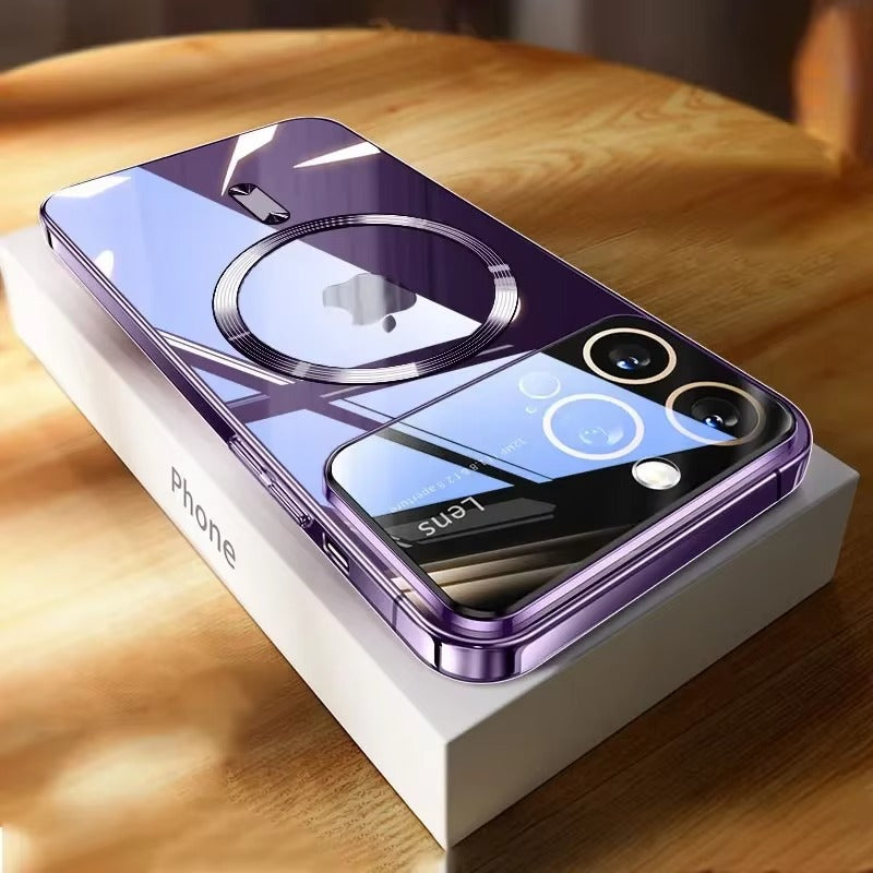 Luxury iPhone Case MagSafe Compatible Clear Back Cover — Soft TPU Plating, Magnetic Wireless Charging, Slim Shockproof Design, Scratch-Resistant Protection