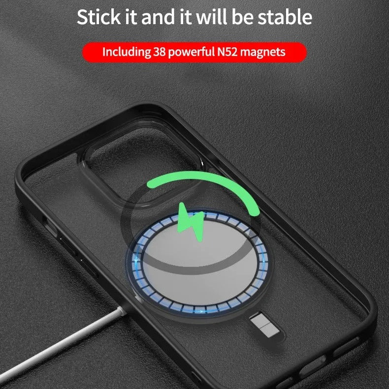 Luxury iPhone Case MagSafe Compatible Clear Cover — Transparent Acrylic Back with Soft TPU Frame, Magnetic Wireless Charging, Shockproof Anti-Fingerprint Design