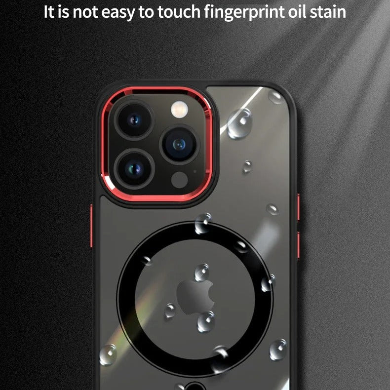 Luxury iPhone Case MagSafe Compatible Clear Cover — Transparent Acrylic Back with Soft TPU Frame, Magnetic Wireless Charging, Shockproof Anti-Fingerprint Design