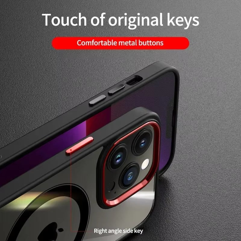 Luxury iPhone Case MagSafe Compatible Clear Cover — Transparent Acrylic Back with Soft TPU Frame, Magnetic Wireless Charging, Shockproof Anti-Fingerprint Design