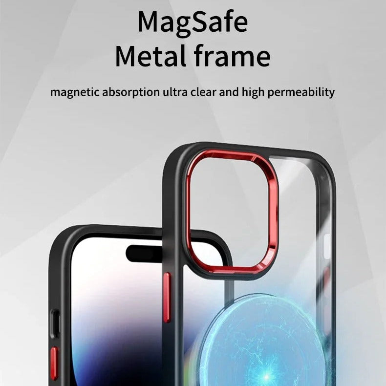 Luxury iPhone Case MagSafe Compatible Clear Cover — Transparent Acrylic Back with Soft TPU Frame, Magnetic Wireless Charging, Shockproof Anti-Fingerprint Design