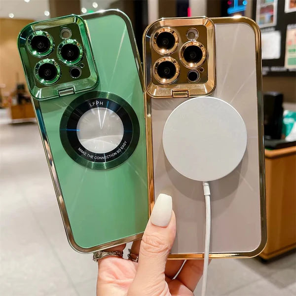 Luxury iPhone Case MagSafe Compatible Clear Plating Cover — Soft Silicone Transparent Design, Magnetic Wireless Charging, Slim Shockproof Anti-Fingerprint Finish