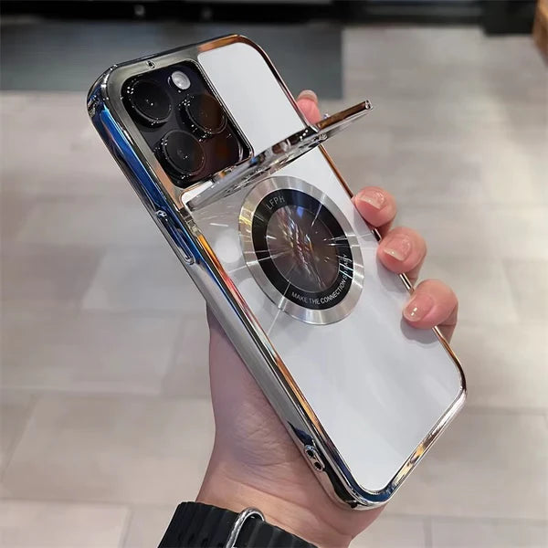 Luxury iPhone Case MagSafe Compatible Clear Plating Cover — Soft Silicone Transparent Design, Magnetic Wireless Charging, Slim Shockproof Anti-Fingerprint Finish