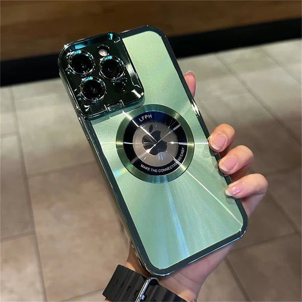 Luxury iPhone Case MagSafe Compatible Clear Plating Cover — Soft Silicone Transparent Design, Magnetic Wireless Charging, Slim Shockproof Anti-Fingerprint Finish