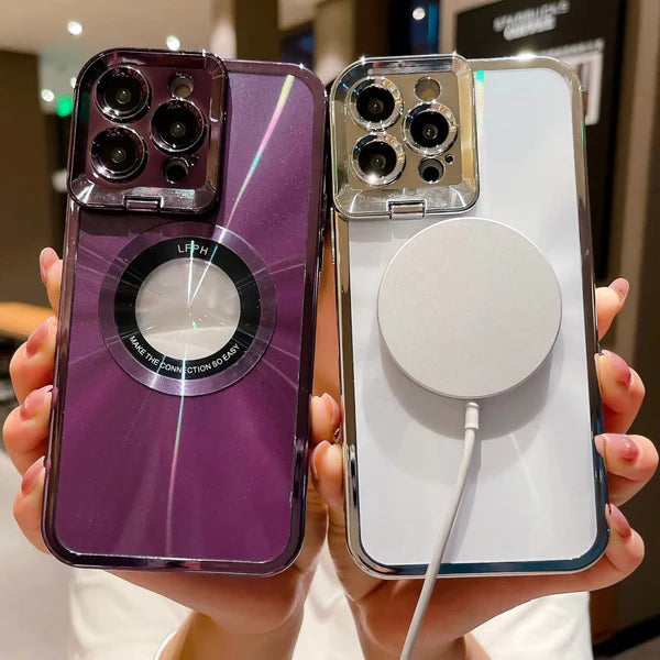 Luxury iPhone Case MagSafe Compatible Clear Plating Cover — Soft Silicone Transparent Design, Magnetic Wireless Charging, Slim Shockproof Anti-Fingerprint Finish