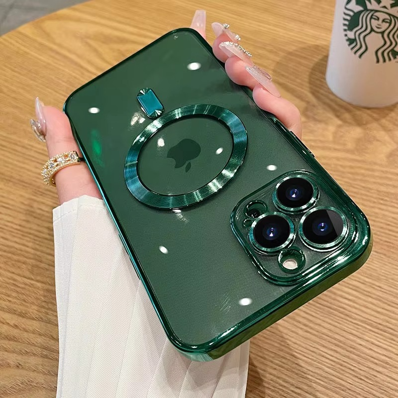 Luxury iPhone Case MagSafe Compatible — Magnetic Plating Cover, Transparent, Shockproof, Anti-Fingerprint, Anti-Scratch, Dustproof, Wireless Charging