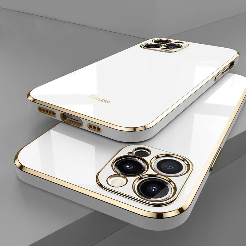 Luxury iPhone Case Soft Silicone Plating Cover — Solid Color Design, Slim Shockproof Protection, Flexible Anti-Scratch Finish, Lightweight and Stylish