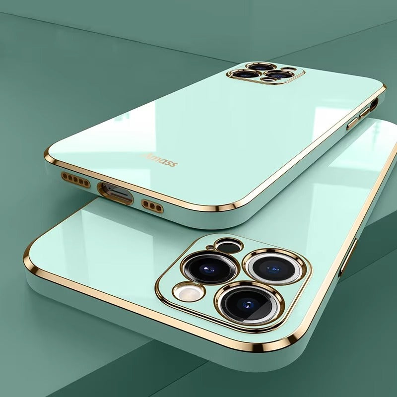 Luxury iPhone Case Soft Silicone Plating Cover — Solid Color Design, Slim Shockproof Protection, Flexible Anti-Scratch Finish, Lightweight and Stylish