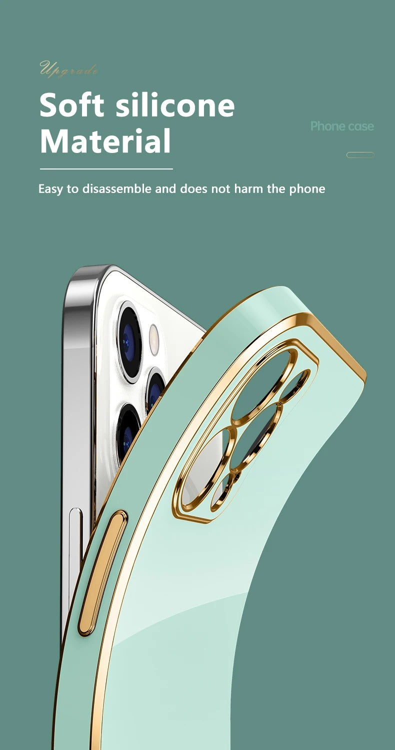 Luxury iPhone Case Solid Color Plating Cover — Soft Silicone Back, Slim Lightweight Design, Anti-Fingerprint Scratch-Resistant Finish, Stylish Minimalist Look