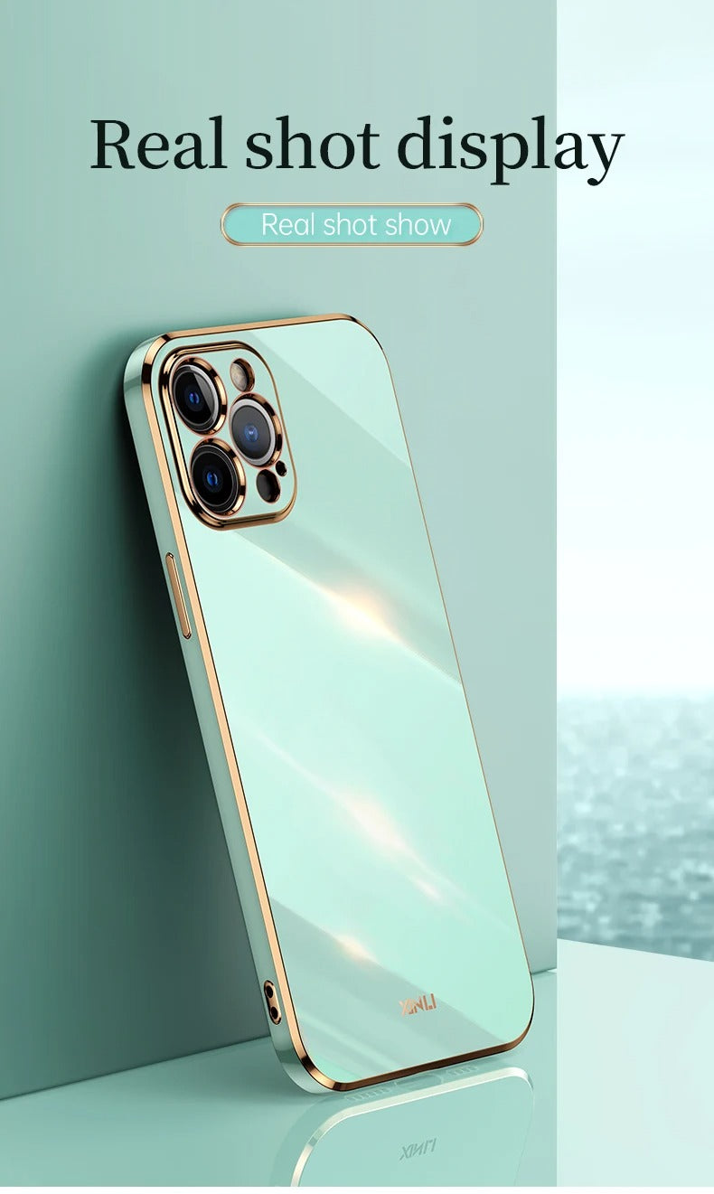 Luxury iPhone Case Solid Color Plating Cover — Soft Silicone Back, Slim Lightweight Design, Anti-Fingerprint Scratch-Resistant Finish, Stylish Minimalist Look