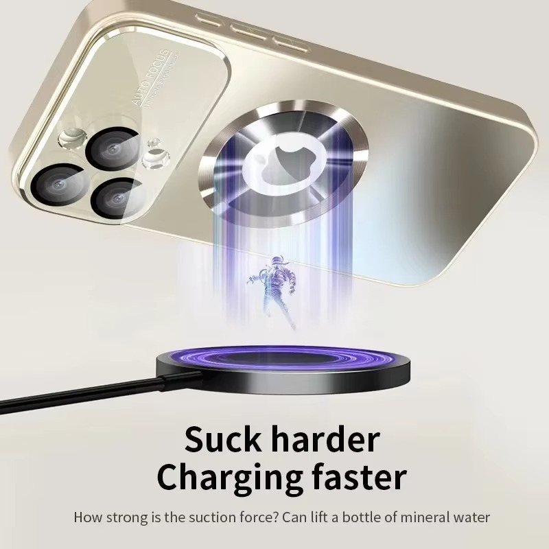 Luxury iPhone Case Titanium Metallic Matte Design — MagSafe Compatible with Glass Lens Protection, Slim Shockproof Anti-Fingerprint Scratch-Resistant Cover