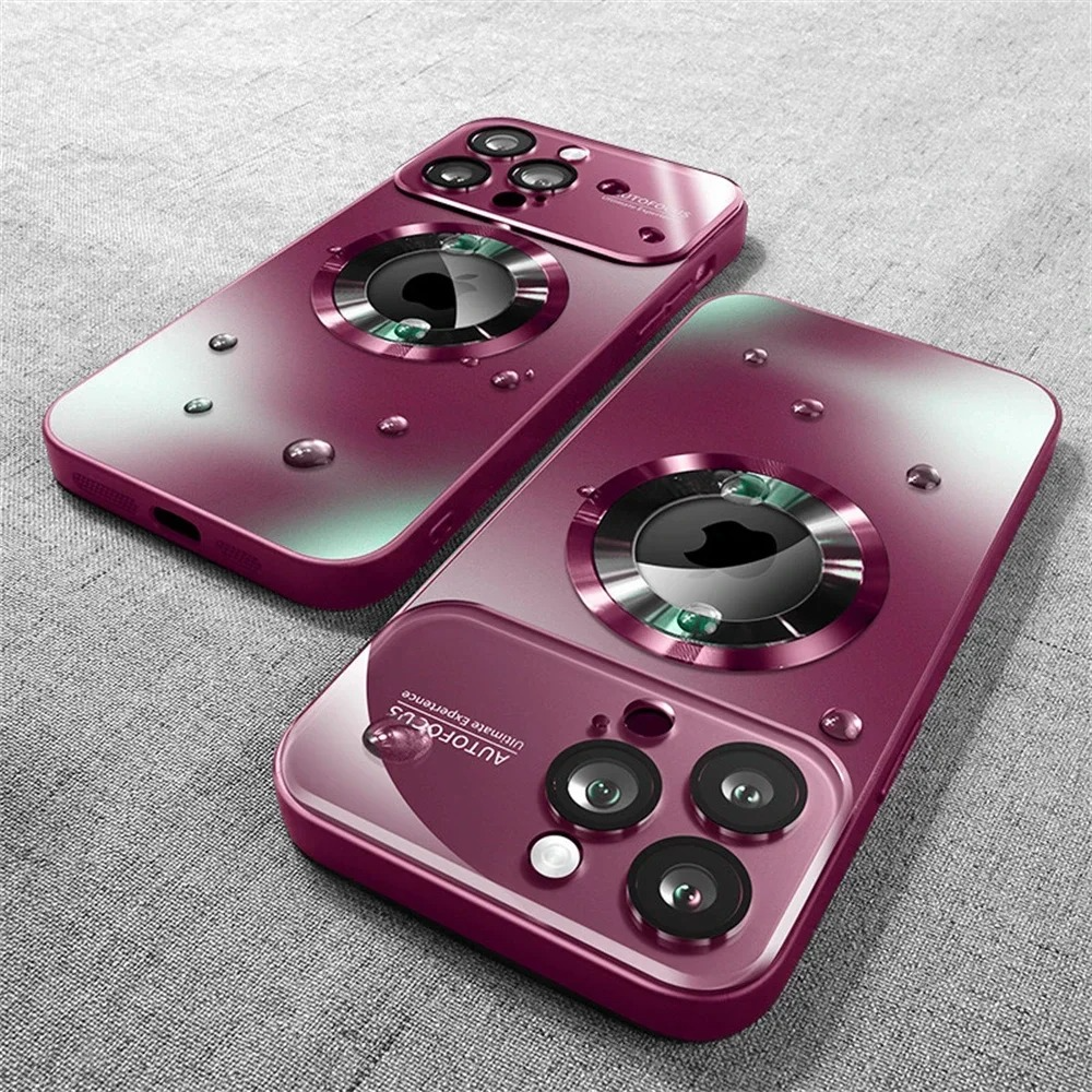 Luxury iPhone Case Titanium Metallic Matte Design — MagSafe Compatible with Glass Lens Protection, Slim Shockproof Anti-Fingerprint Scratch-Resistant Cover