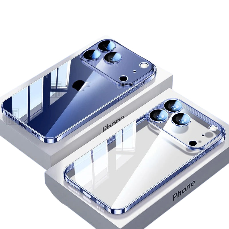 Luxury iPhone Case Ultra-Thin Transparent TPU Plating Cover — Full Lens Protection, Soft HD Shockproof Design, Anti-Fingerprint Scratch-Resistant Non-Slip Finish
