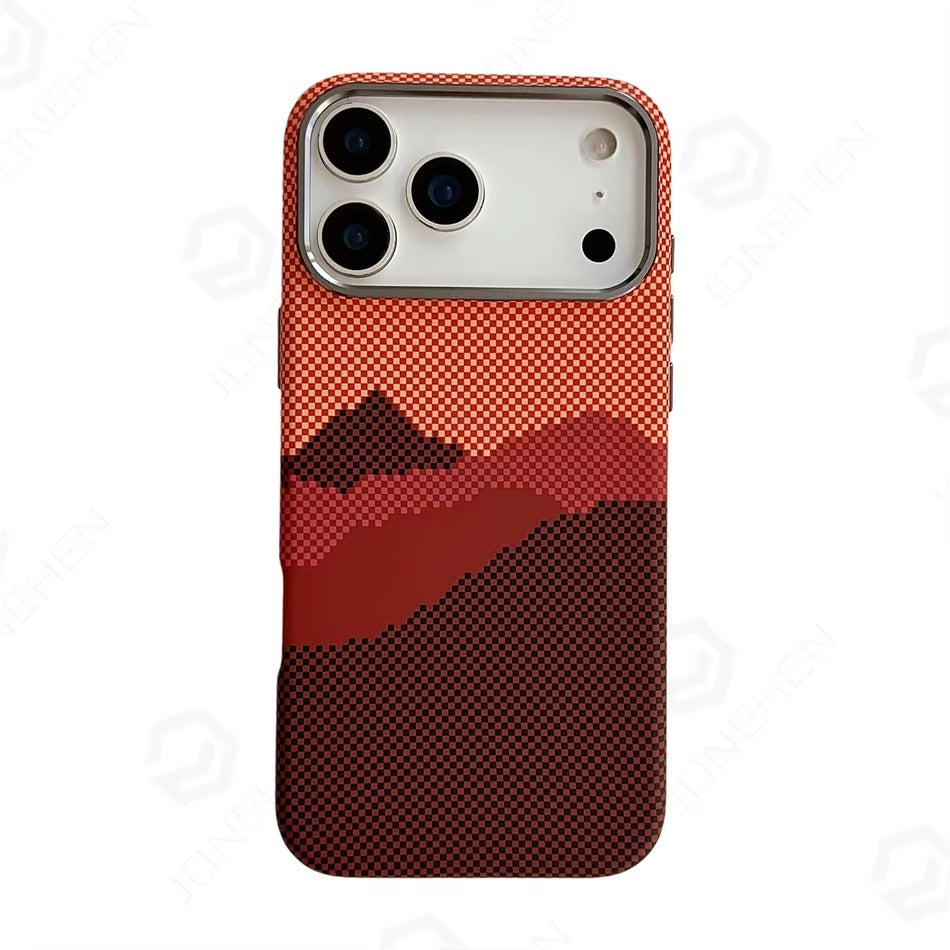 Luxury iPhone Case — 1500D Kevlar Carbon Fiber MagSafe Cover with Metal Lens Ring, Shockproof Anti-Fingerprint Anti-Scratch Textured Design