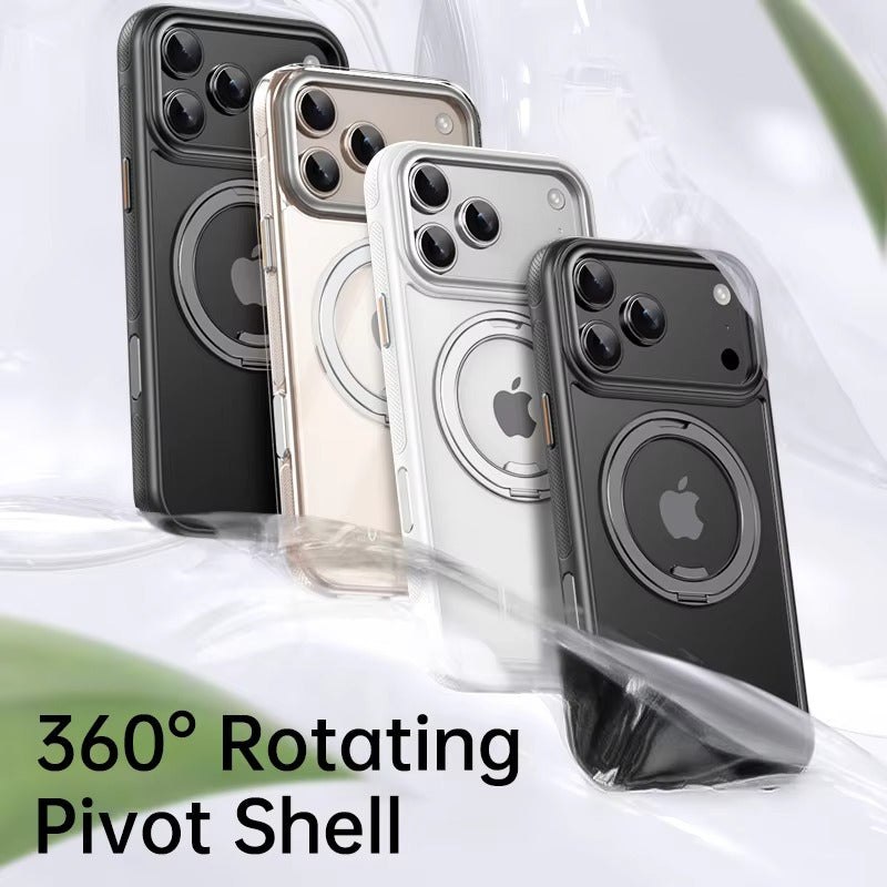 Luxury iPhone Case — 360° Mechanical Torque Rotating Stand Magnetic MagSafe Shockproof Cover