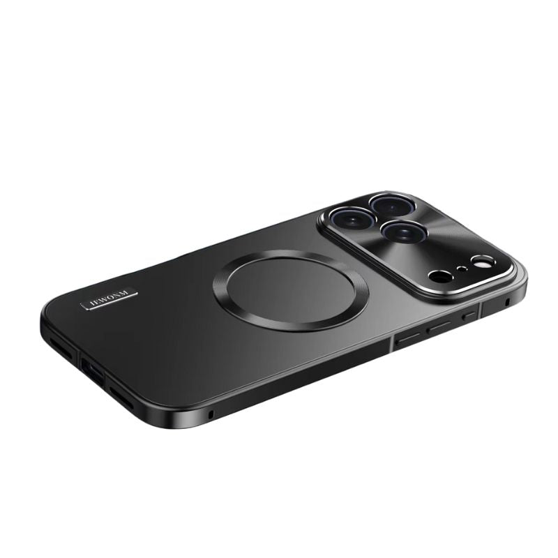Luxury iPhone Case — All-Aluminum Magnetic Frame with Frosted PC Backplate, Ultra-Thin Shock-Absorbing Protective Design