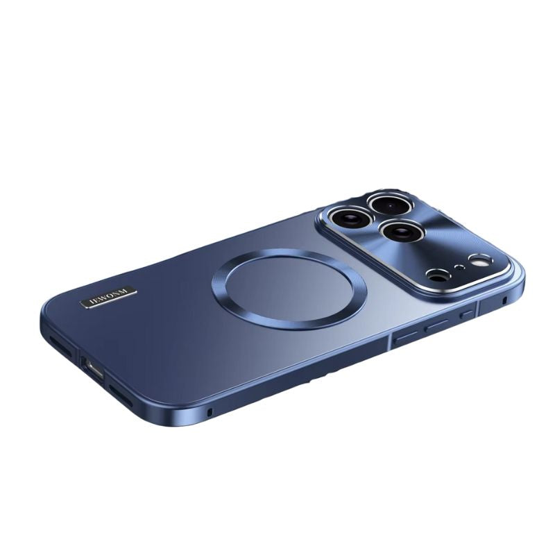 Luxury iPhone Case — All-Aluminum Magnetic Frame with Frosted PC Backplate, Ultra-Thin Shock-Absorbing Protective Design
