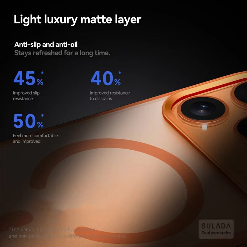 Luxury iPhone Case — Alloy Lens Frame Matte MagSafe Cover with Translucent Hybrid Design, Magnetic Shockproof PC+TPU Hard Half-Wrapped Protection