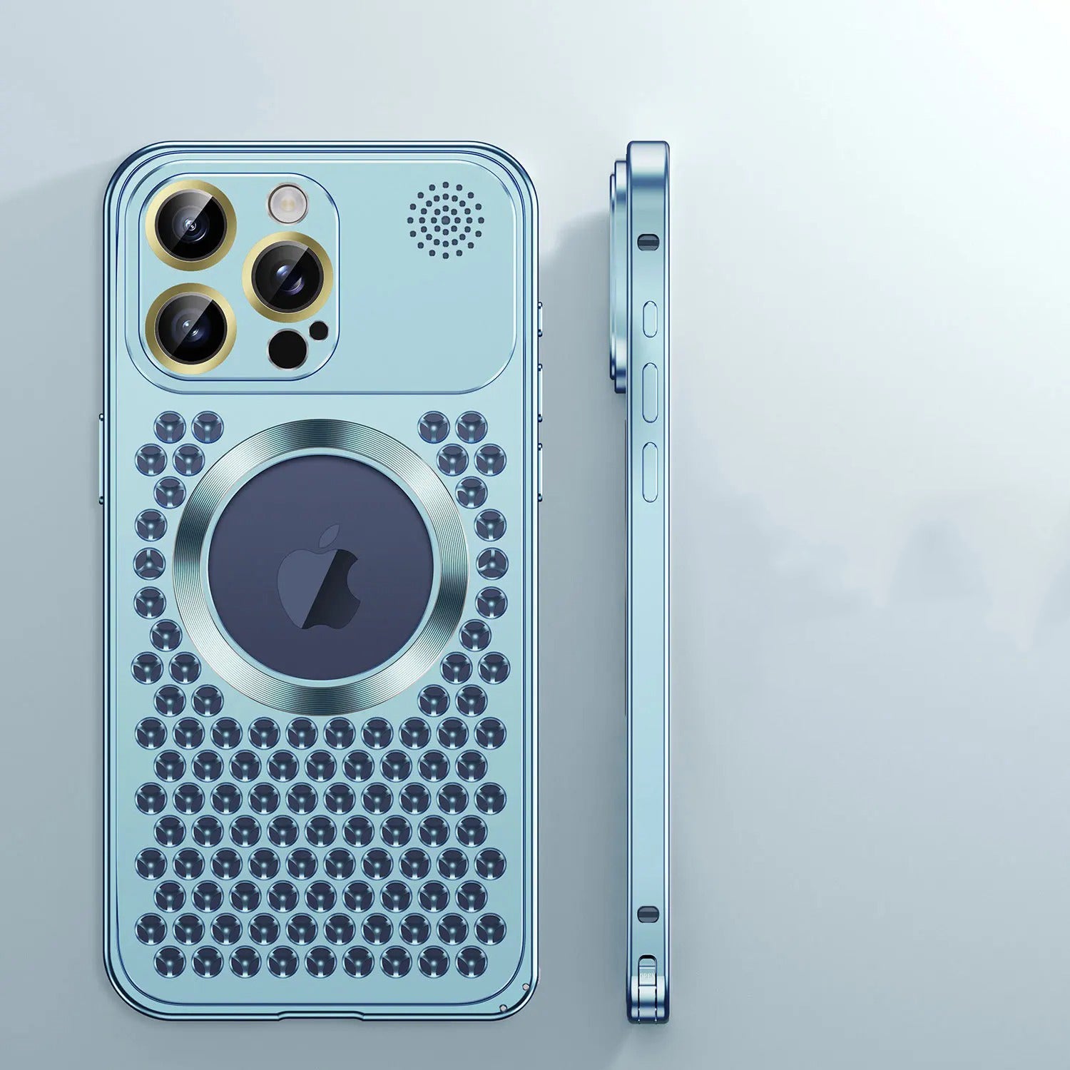 Luxury iPhone Case — Aluminum Alloy MagSafe Heat-Dissipation Cover with Removable Aromatherapy, Lens Film Protection, Anti-Fingerprint Waterproof Shockproof Design