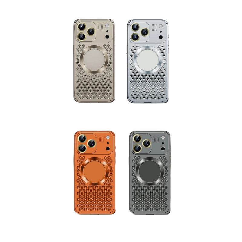 Luxury iPhone Case — Aluminum Alloy Magnetic Cover with Heat-Dissipation Metal Frame, Anti-Fall Protection and Camera Lens Guard