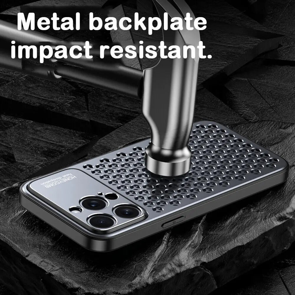 Luxury iPhone Case — Aluminum Alloy Metal Breathable Back Cover with Anti-Fingerprint & Scratch-Resistant Protection