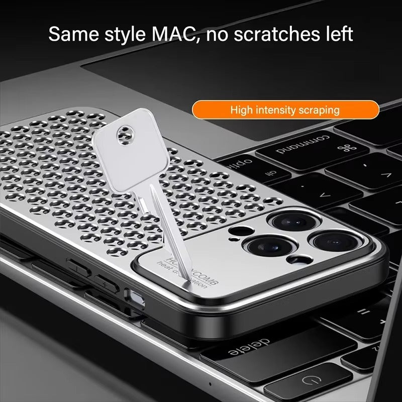 Luxury iPhone Case — Aluminum Alloy Metal Breathable Back Cover with Anti-Fingerprint & Scratch-Resistant Protection