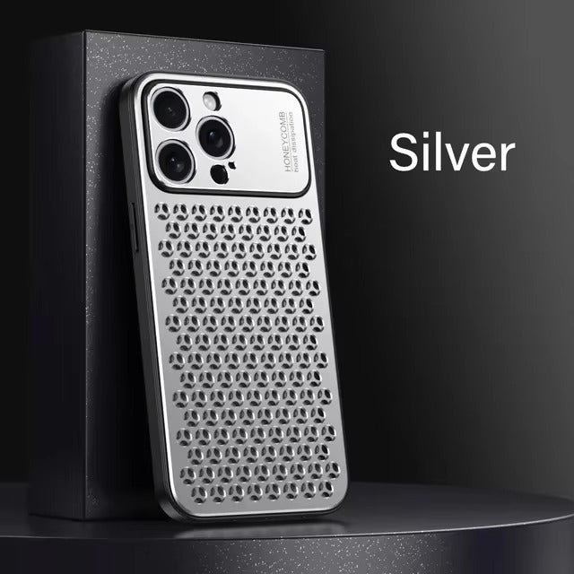 Luxury iPhone Case — Aluminum Alloy Metal Breathable Back Cover with Anti-Fingerprint & Scratch-Resistant Protection