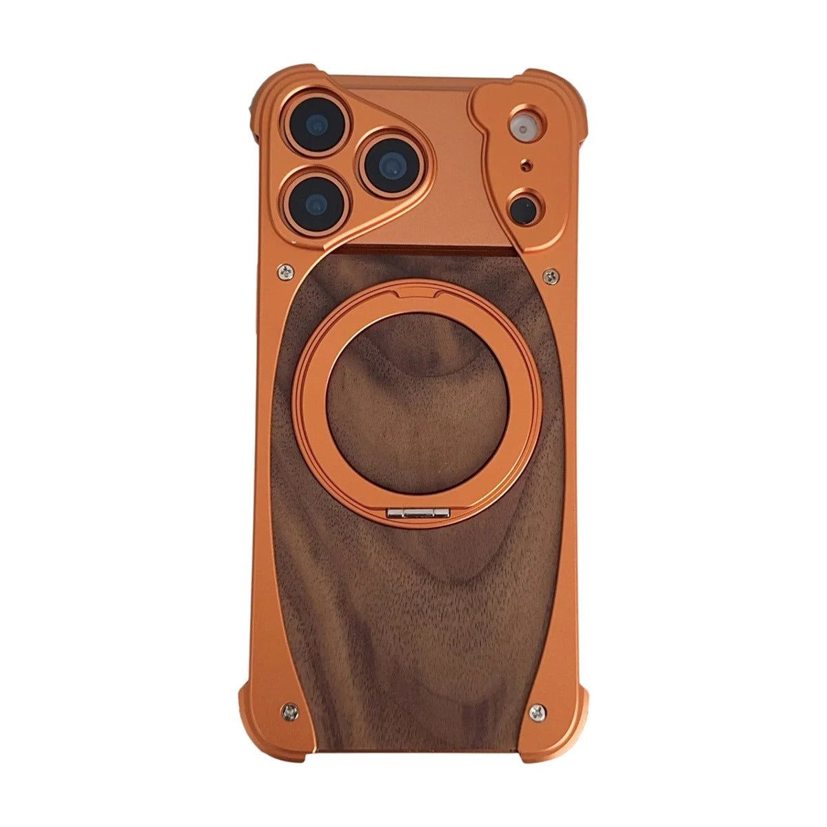 Luxury iPhone Case — Aluminum Metal Golden-Thread Magnetic Cover with Shockproof Bracket and Drop-Proof Durable Protection