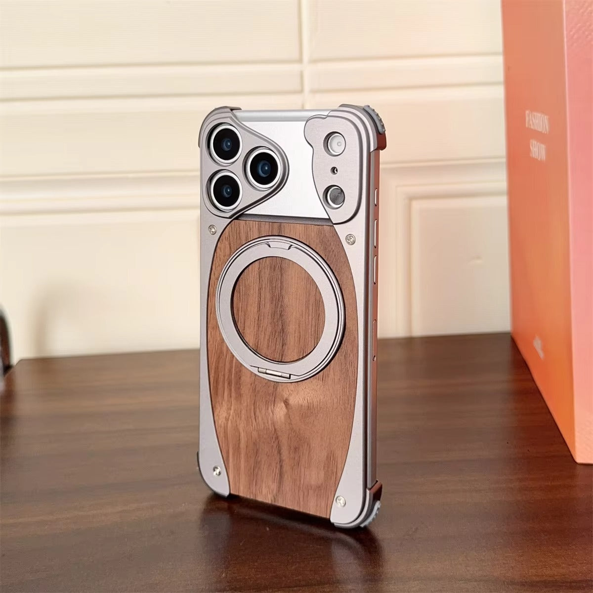 Luxury iPhone Case — Aluminum Metal Golden-Thread Magnetic Cover with Shockproof Bracket and Drop-Proof Durable Protection
