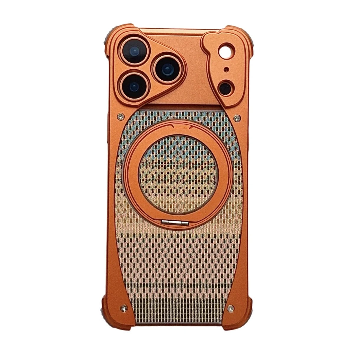 Luxury iPhone Case — Aluminum Metal Golden-Thread Magnetic Cover with Shockproof Bracket and Drop-Proof Durable Protection