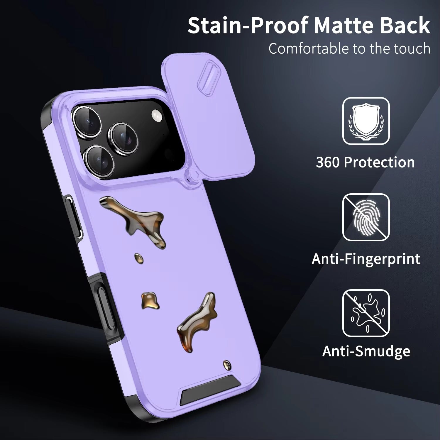 Luxury iPhone Case — Anti-Collision Shockproof Slide Camera Protective Cover with PC+TPU Durable Design