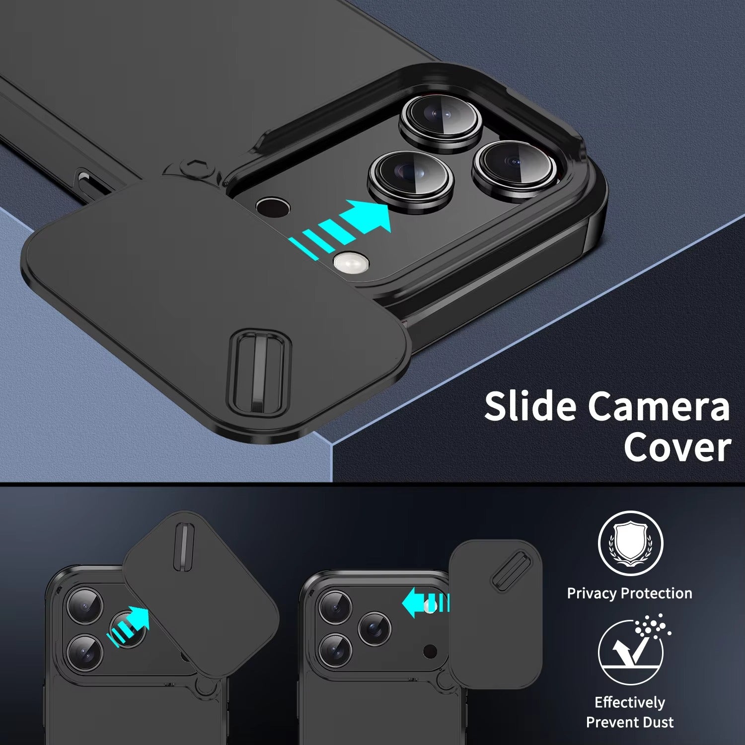 Luxury iPhone Case — Anti-Collision Shockproof Slide Camera Protective Cover with PC+TPU Durable Design