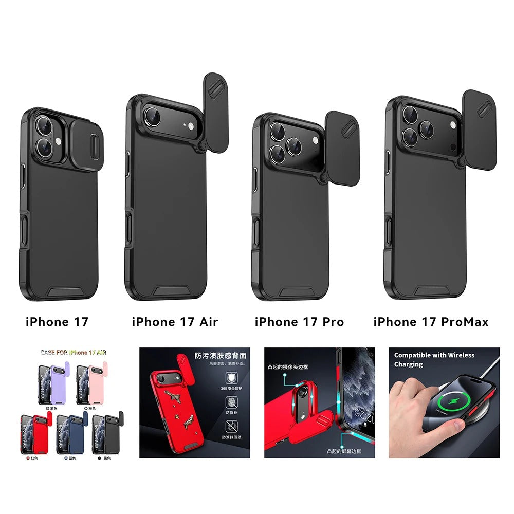 Luxury iPhone Case — Anti-Collision Shockproof Slide Camera Protective Cover with PC+TPU Durable Design