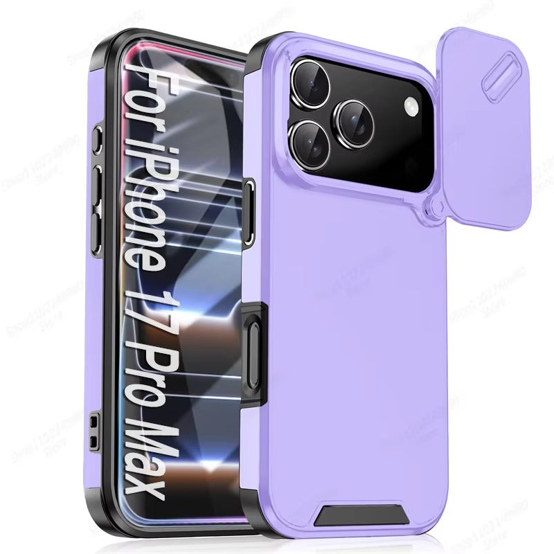Luxury iPhone Case — Anti-Collision Shockproof Slide Camera Protective Cover with PC+TPU Durable Design
