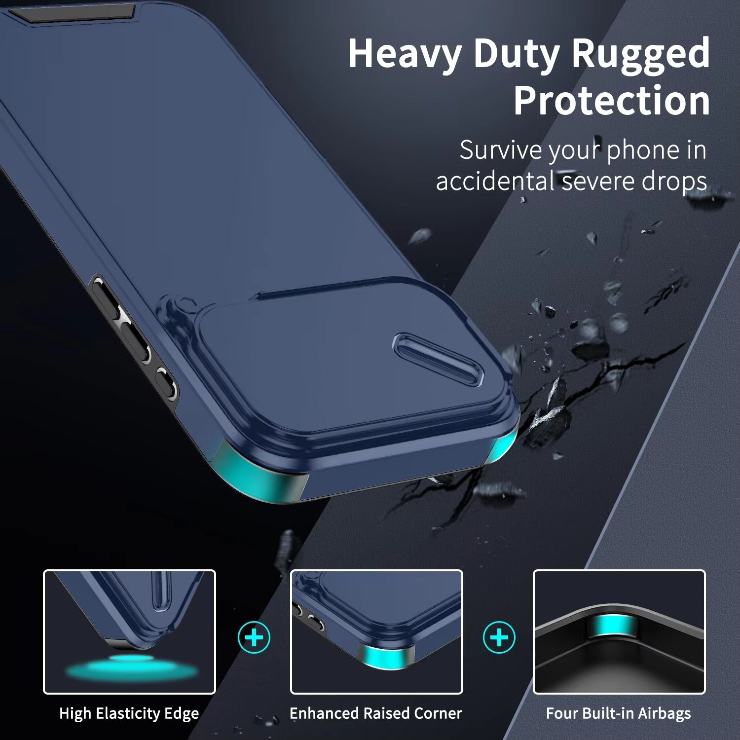 Luxury iPhone Case — Anti-Collision Shockproof Slide Camera Protective Cover with PC+TPU Durable Design