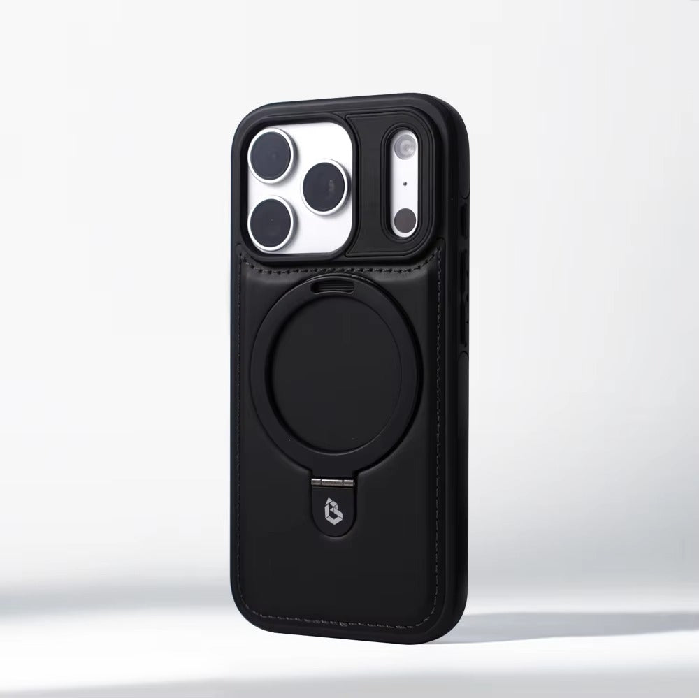 Luxury iPhone Case — Business Magnetic Retro Leather Cover with Invisible Bracket, Slim Shockproof Design & MagSafe Compatibility