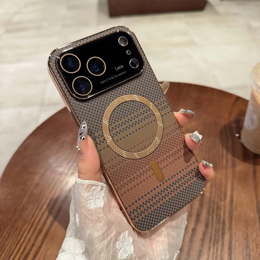Luxury iPhone Case — Carbon Fiber Soft TPU MagSafe Cover with Slim Shock-Resistant Design and Lightweight Protective Finish