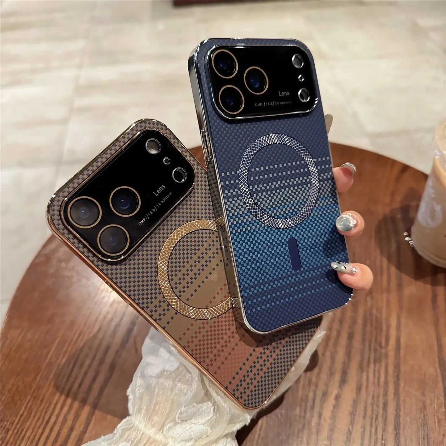 Luxury iPhone Case — Carbon Fiber Soft TPU MagSafe Cover with Slim Shock-Resistant Design and Lightweight Protective Finish