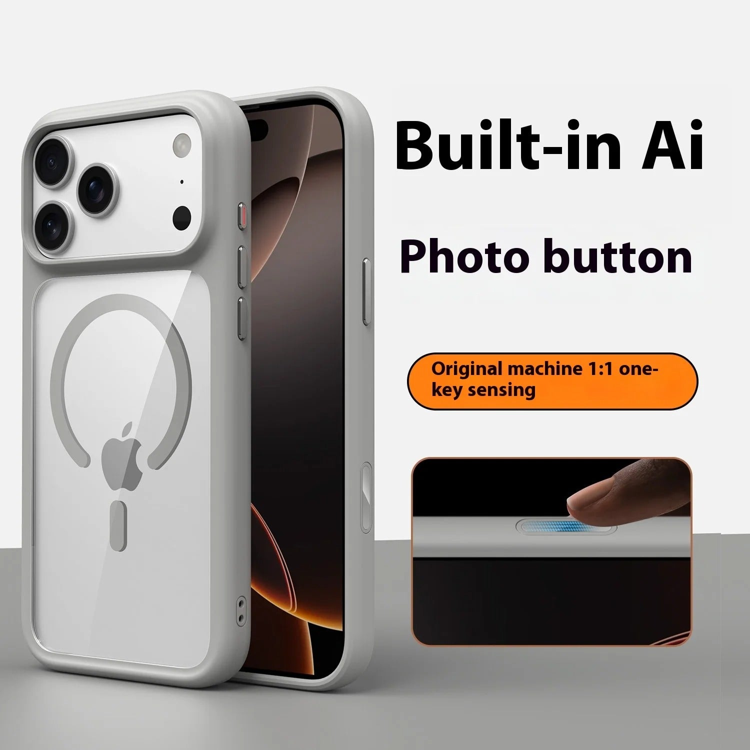 Luxury iPhone Case — Creative AI Intelligent Camera Button Clear Armor Magnetic Protective Cover for Full Protection